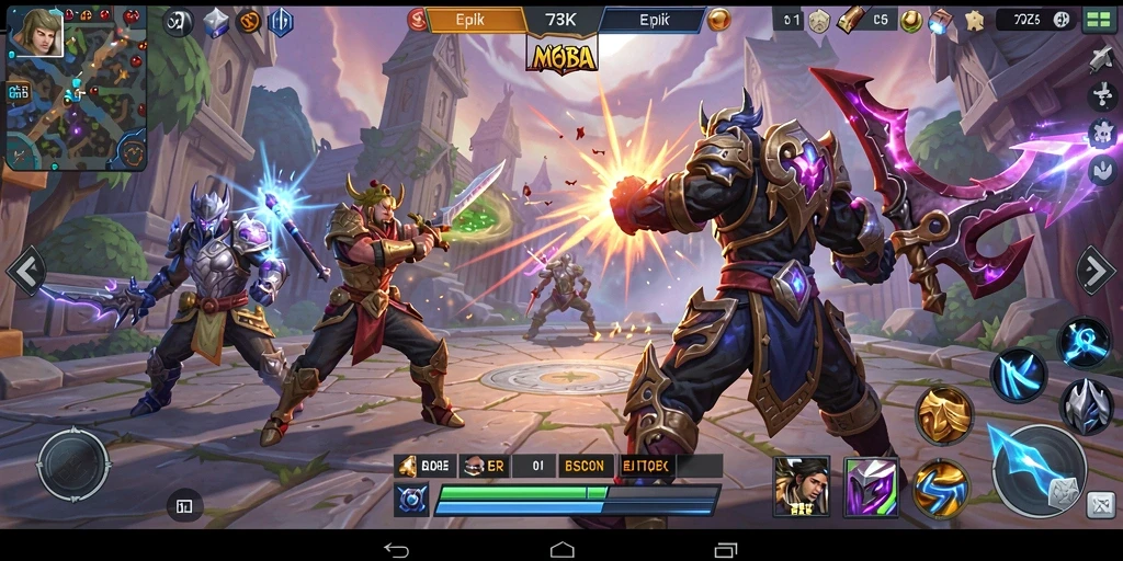 Tampilan menegangkan dalam pertandingan MOBA 73K.