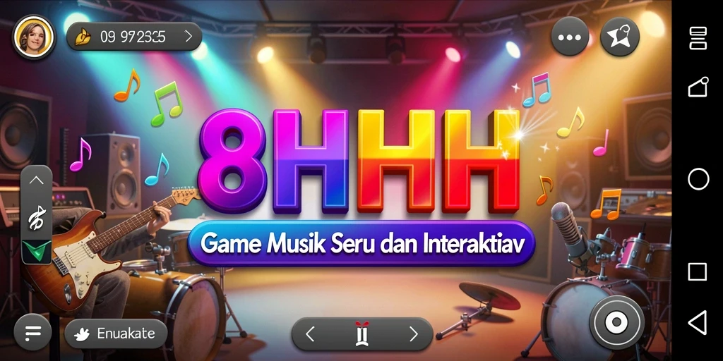 Tampilan gameplay dari aplikasi musik 8HHH yang menarik.