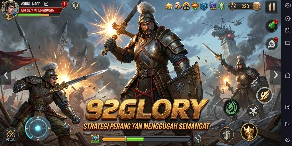 Tampilan utama gameplay <strong>92GLORY</strong> menunjukkan serunya pertempuran strategi.