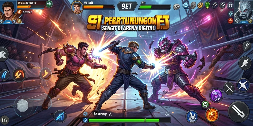 Gameplay mendebarkan di arena pertarungan 9ET.