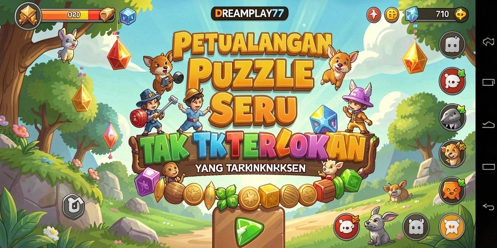 Screenshot utama DREAMPLAY77 menampilkan gameplay puzzle yang menarik.