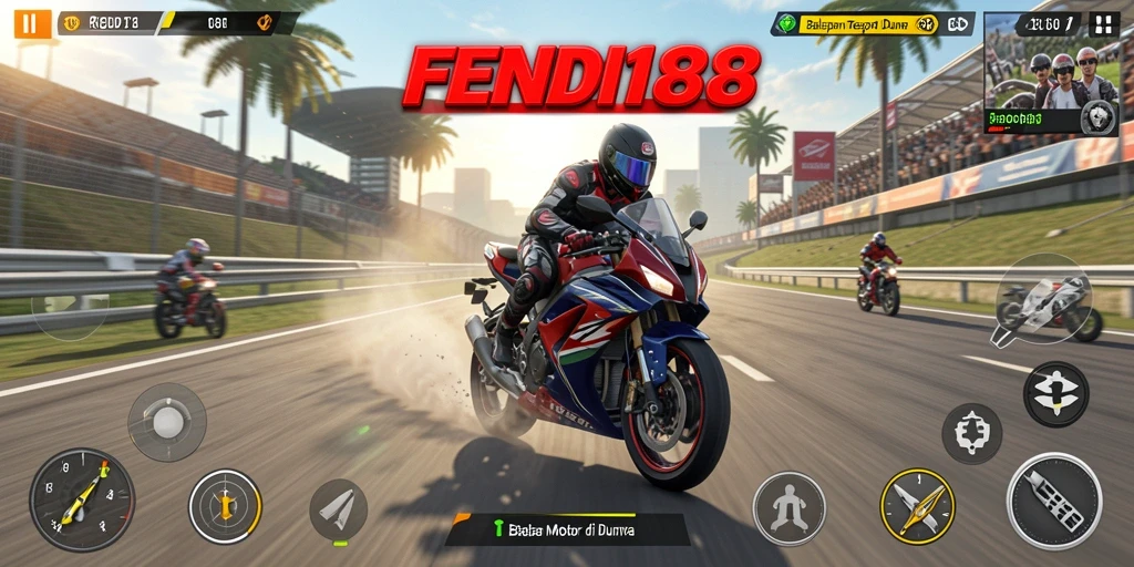 Tampak gameplay menegangkan dalam FENDI188 yang penuh aksi balapan motor.