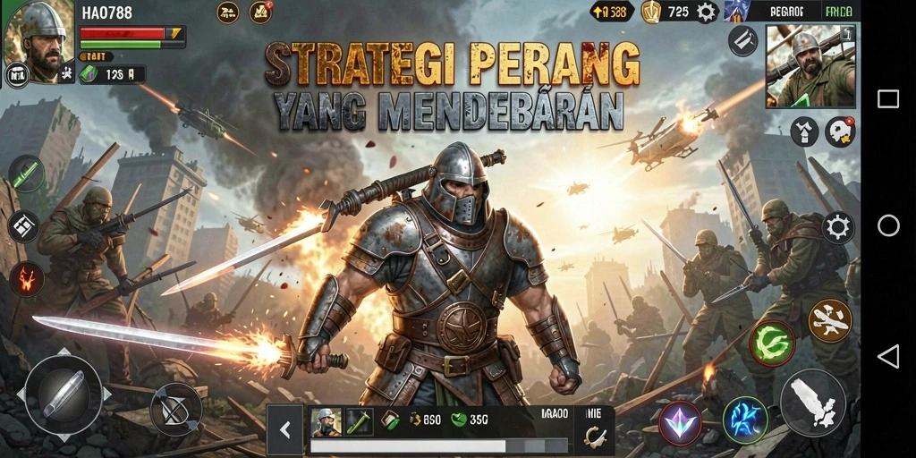 Screenshot HAO788 menampilkan aksi pertempuran strategi yang mendebarkan.