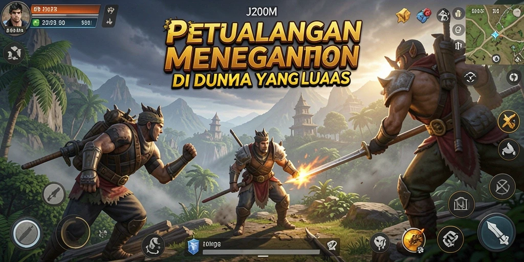 Gameplay menegangkan dalam dunia petualangan J200M yang luas.