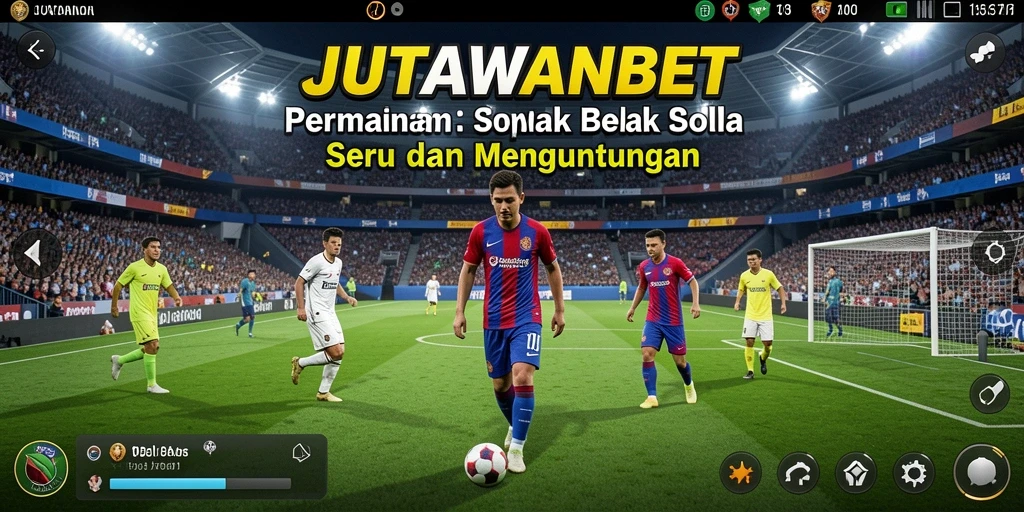 Tampilan gameplay menarik dalam JUTAWANBET dengan aksi sepak bola seru.