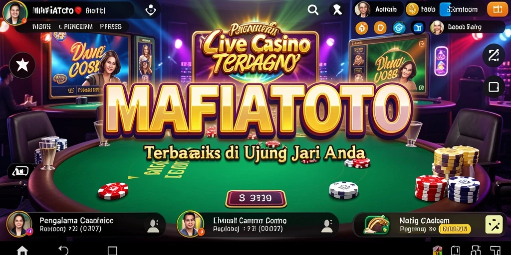 Screenshot MAFIATOTO menunjukkan dealer langsung dan permainan kasino yang mendebarkan.