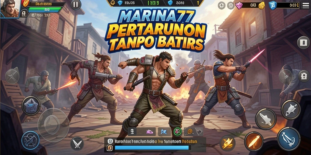 Screenshot utama menunjukkan aksi pertarungan mendebarkan di MARINA77.