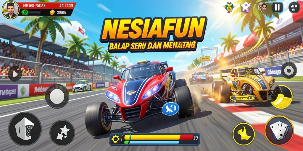 Gameplay balap seru di NESIAFUN dengan grafik menawan.