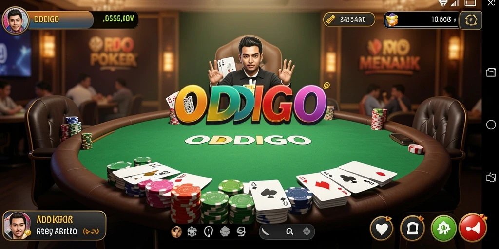 Tampilan gameplay seru dalam permainan poker ODDIGO.