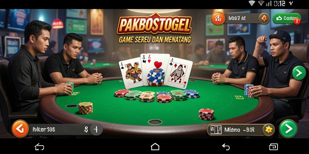 Screenshot PAKBOSTOGEL menampilkan gameplay seru permainan Poker.