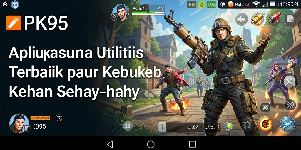 Tampilan utama PK95 menampilkan fitur utilitas dengan desain yang menarik.