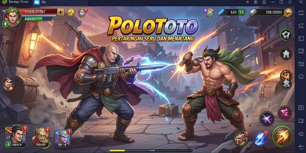 Screenshot POLOTOTO menampilkan aksi pertarungan yang mendebarkan.