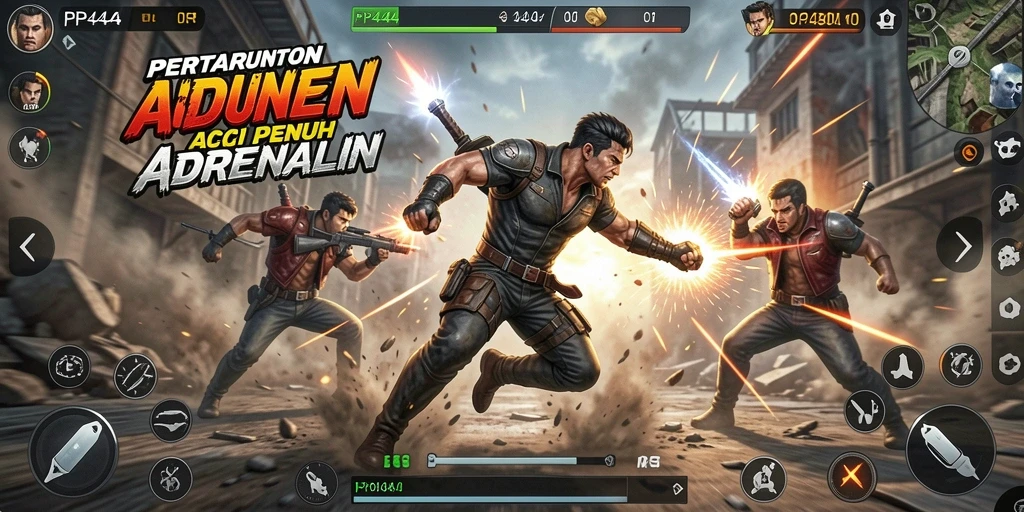 Gameplay seru di PP444 dengan pertarungan aksi mendebarkan.
