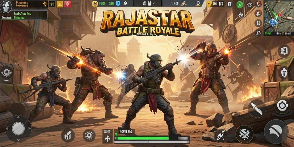 Tampilan intens pertempuran dalam RAJASTAR dengan grafis yang menakjubkan.