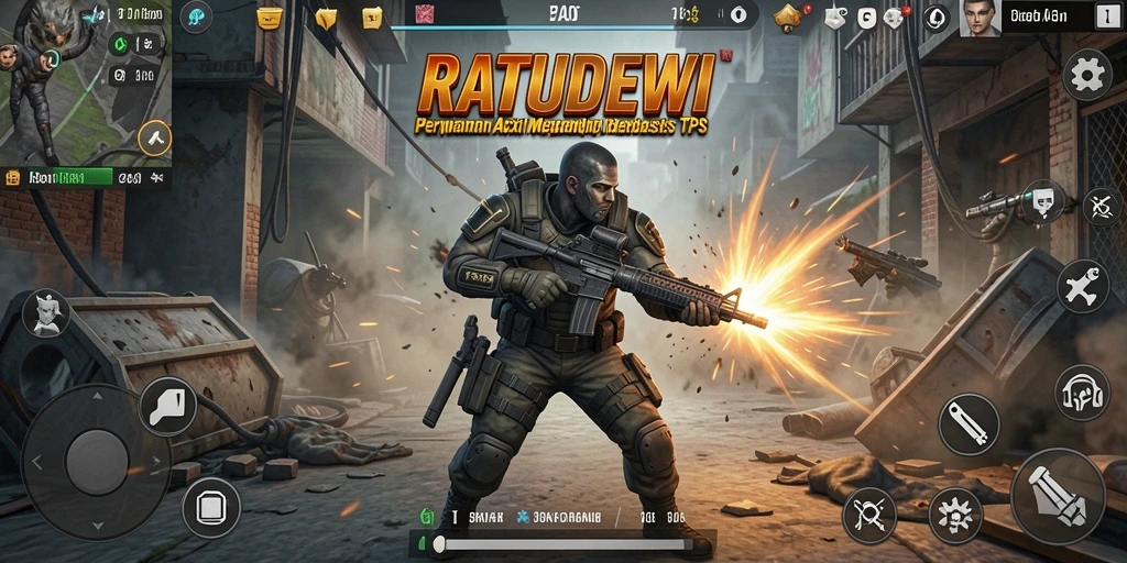 Screenshot gameplay <strong>RATUDEWI</strong> menampilkan aksi menegangkan di medan pertempuran.