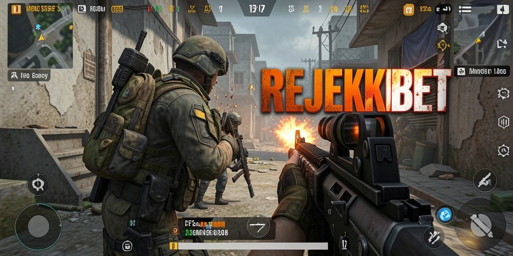 Tampilkan gameplay mendebarkan di REJEKIBET dengan aksi FPS yang intens.
