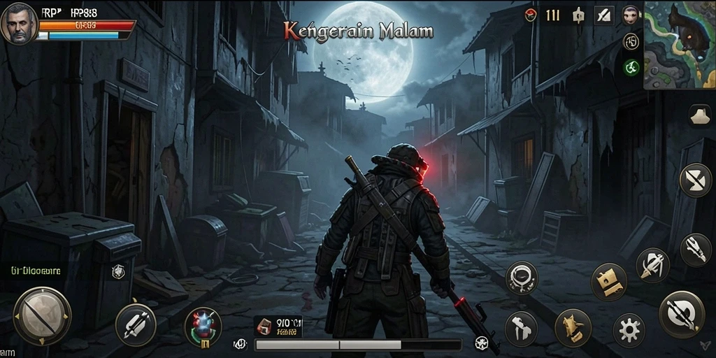 Screenshot gameplay RP888 menunjukkan suasana menakutkan dan menegangkan.