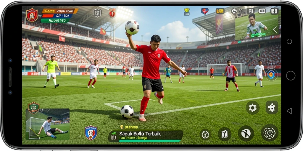 Menampilkan aksi mendebarkan dalam permainan sepak bola.