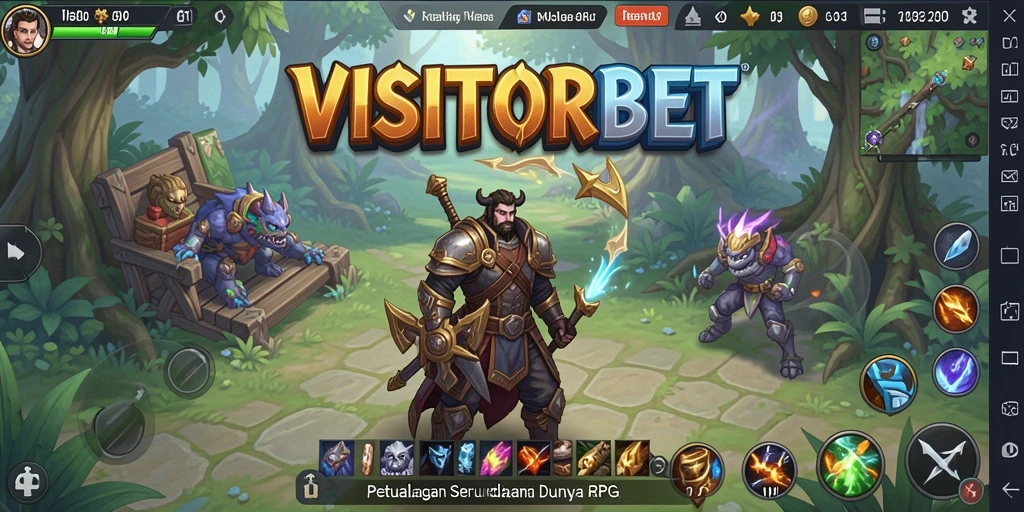 Screenshot menunjukkan aksi seru dalam permainan RPG VISITORBET.