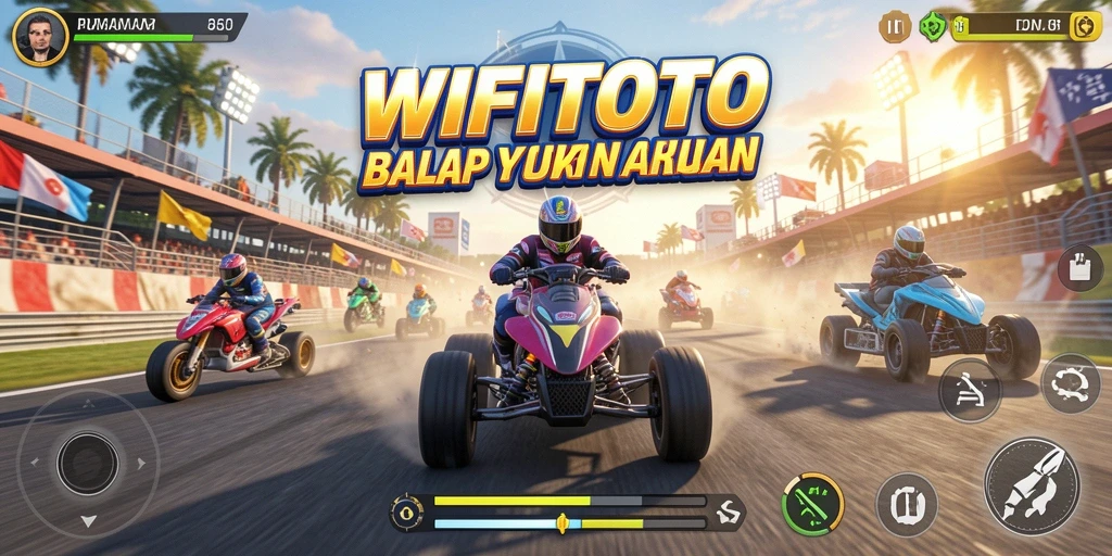 Tampilan gameplay seru WIFITOTO dengan kendaraan balap yang memukau.
