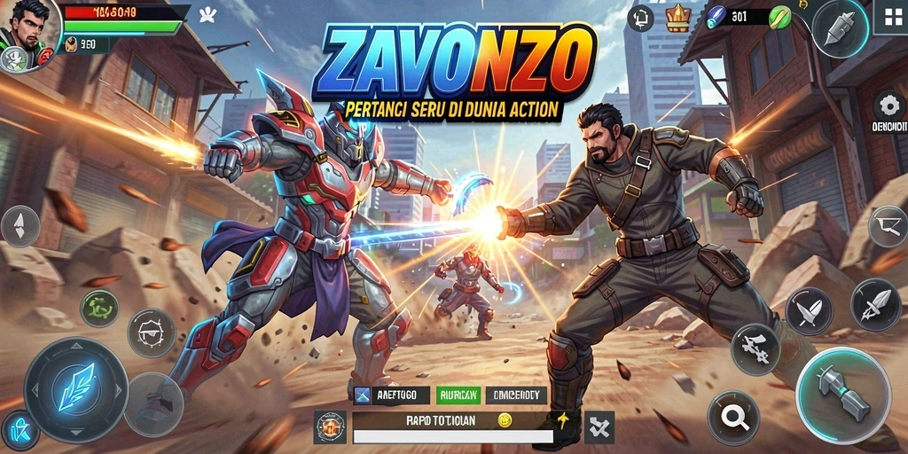 Tampilan aksi mendebarkan dalam permainan ZAVONZO.